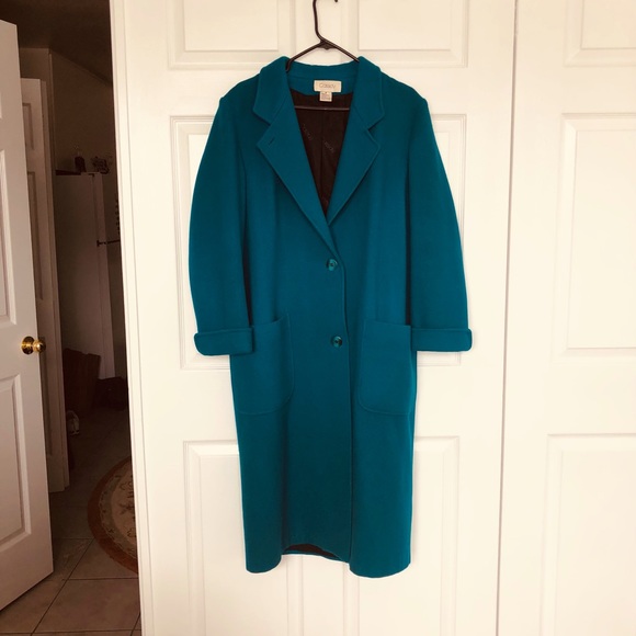 Electric blue 100% wool long coat made in USA - Picture 2 of 9